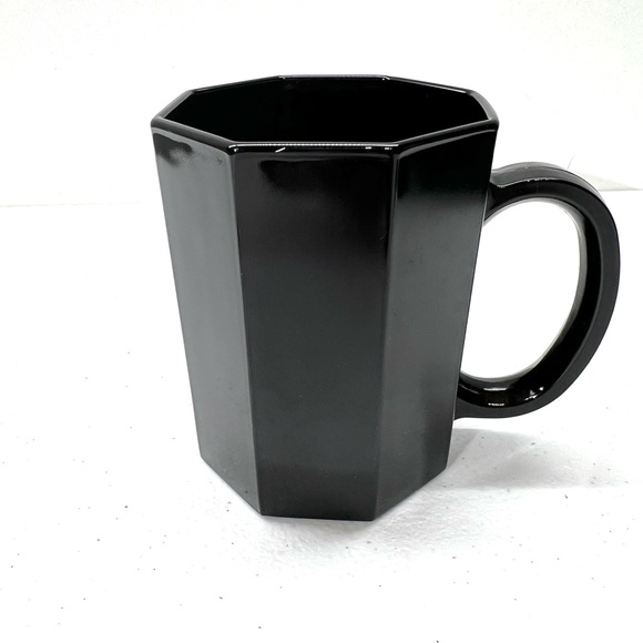 Vintage Set of 4 ARCOROC France OCTIME Black Glass Octogon Coffee Mugs Cups - Picture 2 of 8